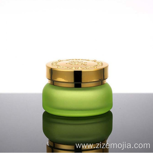 Frosted green cosmetic glass bottle set in stock